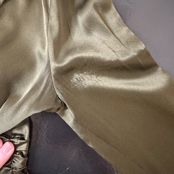 Y2K Burberry Prorsum Olive Green Ruched Blouse - Picture 15 of 16